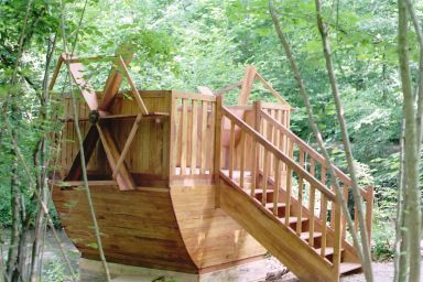 Maquette du bateau à aubes, conçu par Léonard de Vinci