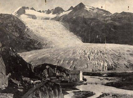 Le glacier du Rhône en 1850,  11,5km.