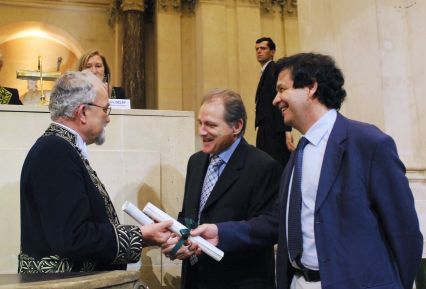 Jean Dercourt, Jacques Prost, Jean-François Joanny, le 13 juin 2007, sous la Coupole