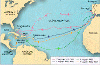 Carte des voyages de Christophe Colomb