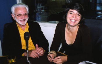 Lucien Clergue dans notre studio, aux côtés de Priscille Lafitte
