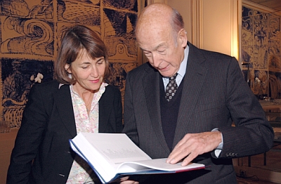 Christine Albanel, ministre de la culture et le Président Valéry Giscard d’Estaing