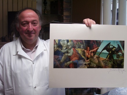 Roland Dufau, montrant une surimpression de Lucien Clergue