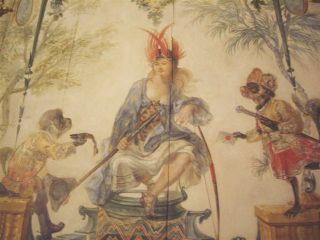 Panneau de bois attribué à Christophe Huet,  Les Amériques, Grande Singerie du Musée Condé de Chantilly