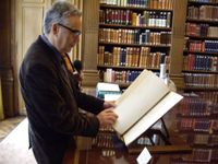 Mr. Shore looking at the Symphonie avec Orgue (Saint-Saens)