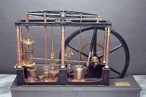 La machine à vapeur de James Watt (1736-1819), mise au point à partir de 1769