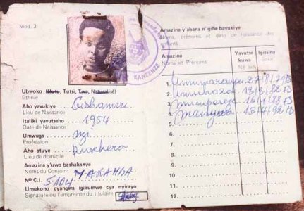 Carte d’identité où figure la spécificité "Tutsi"