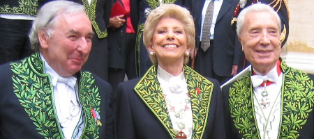 Jean Clair accompagné de Hélène Carrère d’Encausse, Secrétaire perpétuel de l’Académie française et Marc Fumaroli de l’Académie française
