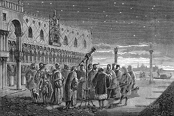 Observation des satellites de Jupiter par Galilée