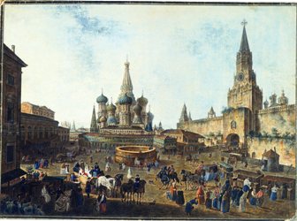 Vue de la place Rouge avec en fond la Cathédrale Basile le Bienheureux