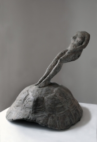 Sculpture d’Agnès Bracquemenond, Figure sans poids grande, 2008, bronze, fonte Clementi, Meudon, 78x59x62 cm
