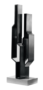Yves Millecamps,  Bipartion, 1971, acier poli satiné, H. 130 cm