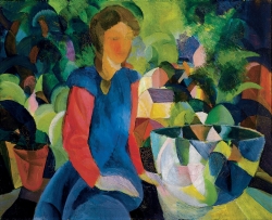 August Macke,  Jeune fille avec des poissons dans un récipient de verre , 1914 huile sur toile,81 x 100,5 cm Von der Heydt-Museum Wuppertal