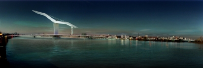 Projet architectural d’Aymeric Zublena, Pont mobile Bacalan-Bastide à Bordeaux, vue aval  2009