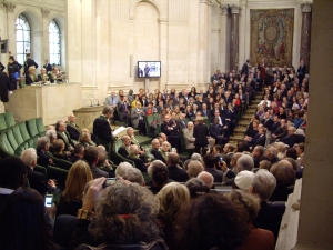 Jean-Christophe Rufin de l’Académie française, lors desa réception sous la Coupole de l’Institut de France, 12 novembre 2009
