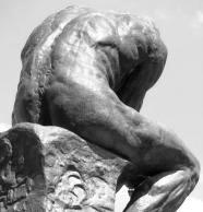 Le penseur d’Auguste Rodin, statue vue de dos