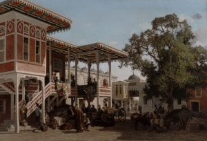 Fabius Brest (1823-1900), Caravan sérail à Trébizonde, huile sur toile, 113x167 cm