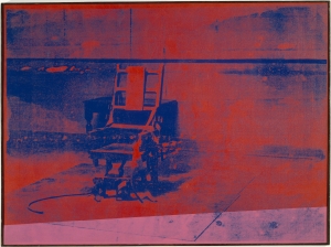 Andy Warhol Big electric chair , 1967-1968 Encre sérigraphique et peinture acrylique sur toile, 137,2x185,3 cm Paris, musée national d’art moderne