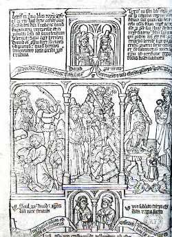 « BD au Vatican » :  Biblia pauperum. Xylographie hollandaise du milieu du XV<sup>e<\/sup> siècle.