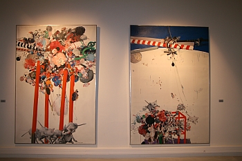 Huiles sur toile de Vladimir Vélickovic, "Fin 1968" 250\/170 cm chacune, exposées à l’Espace d’art contemporain Saint-Martin à Montélimar, vernissage exposition : Vladimir Vélickovic - peinture depuis 1968 ,12 juin 2010,