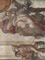 La Création des astres par Michel-Ange. Détail de la voûte de la chapelle Sixtine. Vatican.