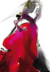 Maquette de Christian Lacroix pour le costume de Renée Fleming dans la Traviata de Verdi - Métropolitan Opéra NYC 2008