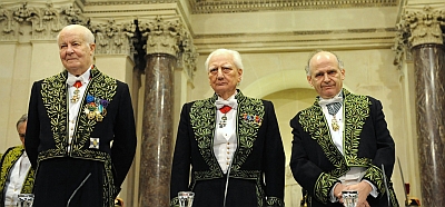 Arnaud d’hauterives, Roger Taillibert, Laurent Petitgirad (de gauche à droite), 17 novembre 2010, Académie des beaux-arts