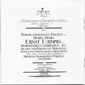 Page de titre du premier volume de partitas pour clavecin de C. Graupner (1718)