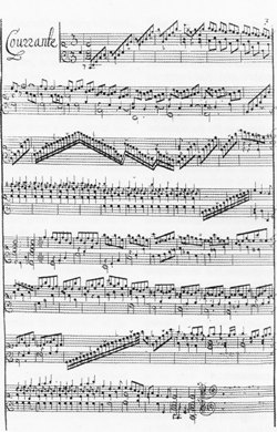 Page imprimée de la Courante d’une Partita en ut majeur de Graupner