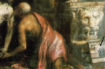 Gros plan sur le tableau au pied de la sibylle