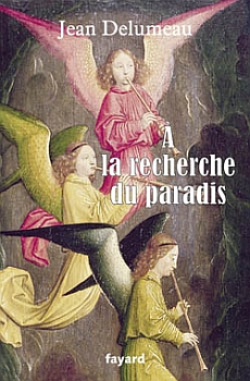 Couverture du livre,  A la recherche du paradis   de Jean Delumeau, Josseline Rivière, Simon Marion, Choeur des anges (détail), 1459, Londres, National Gallery