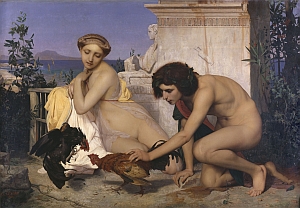 Jean-Léon Gérôme, Jeunes Grecs faisant battre des coqs dit aussi un combat de coqs, 1846 Huile sur toile, 143 x 204 cm Paris, Musée d’Orsay