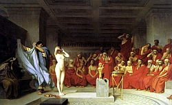 Jean-Léon Gérôme, Phrynée devant l’aerépoage, 1861, huile sur toile, 80,05 x128 cm, Hambourg, Hamburger Khunstalle