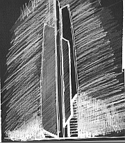 Croquis de la Tour de Doha conçue par Roger Taillibert