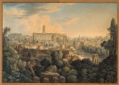 Le Mont Capitolin, l’une des Collines de Rome : Cette vue est prise des Ruines du Palais des César aujourd’hui jardins Farnèse, on distingue les Antiquités du Forum Romanum : <link:estampe> \/ L.F. Cassas et Bance f. ; Piranesi