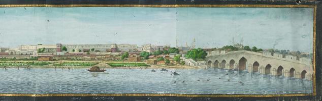 Lucknow vue de la Gomti , 1826, Aquarelle sur papier, Paul Mellon  Collection