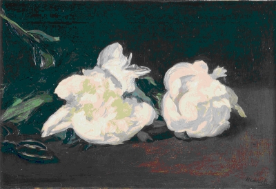 Branche de pivoine blanche et sécateur d’Édouard Manet