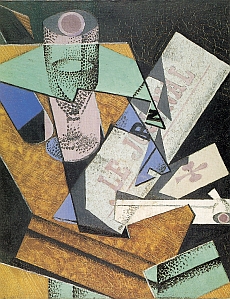 Verre et journal, janvier 1916 – Huile sur toile 41 x 33 cm