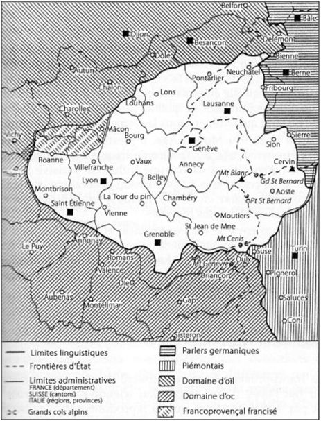 Carte du domaine francoprovençal