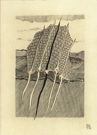 Louis-René Berge, L’envolée, gravure au burin