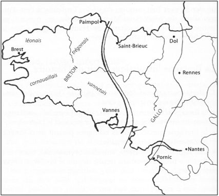 Carte de la Bretagne linguistique
