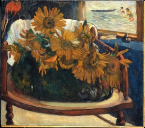 Tournesols sur un fauteuil (1901) de Paul Gauguin, Huile sur toile, 66 x 75,5 cm