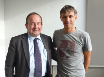 Emmanuel Bréon, fondateur du musée Paul Belmondo et le petit-fils du sculpteur : Paul Belmondo