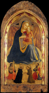 Fra Angelico, Vierge d’humilité avec saint Dominique, saint François, saint Jean-Baptiste, saint Paul et quatorze séraphins
