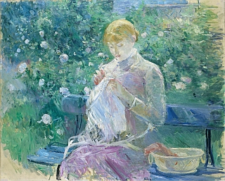 Berthe Morisot, Pasie cousant dans le jardin, 1881-1882 – Huile sur toile 81 x 100 cm – Musée des beaux-arts, Pau