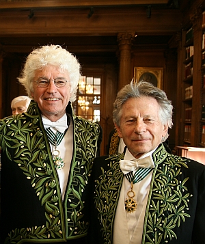 Jean-Jacques Annaud et Roman Polanski. Installation de Jean-Jacques Annaud au sein de l’Académie des beaux-arts 28 mars 2012