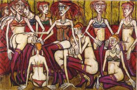 Les Folles - Femmes au salon, 1970, huile sur toile, 200 x 300 cm. Donation Virginie, Danielle et Nicolas Buffet au Musée d’Art moderne de la ville de Paris 2011