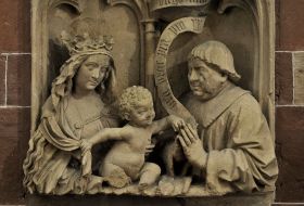 Nicolas de Leyde, Épitaphe du chanoine Conrad de Bussnang (détail), Strasbourg, 1464. Grès.