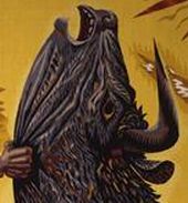 Détails du Minotaure qui semble s’être fait attaquer par surprise.