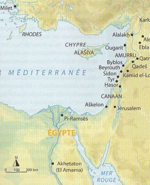 Carte de localisation des sites du Proche-Orient au IIIe et IIe millénaire av. J.-C.